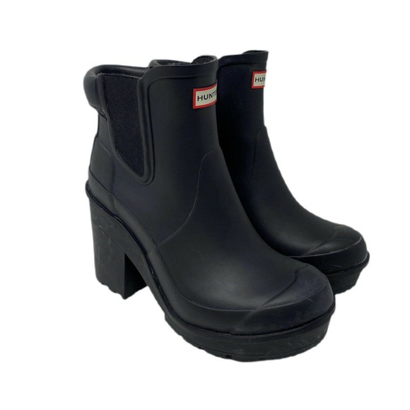 Hunter Shoes - Hunter Original Block Heel Chelsea Boots Black